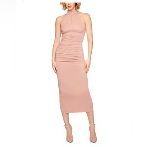 Susana Monaco Ruched Sleeveless Cocktail Midi Dress, Rose